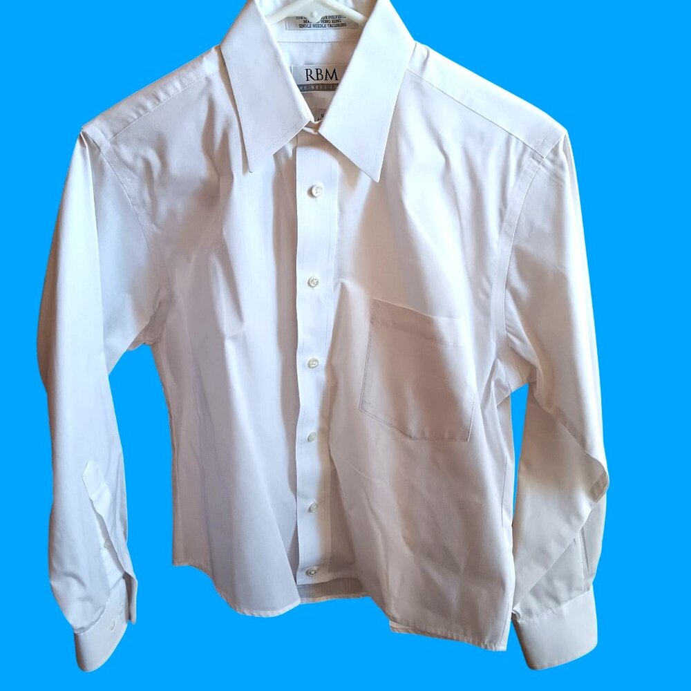 RBM Wrinkle Free Broadcloth Men's Dress Shirt 15 32/33 Single Needle Tailoring